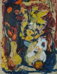 abstract painting by Biagio Pinto, watercolor and acrylic on paper, sold Oct 2018