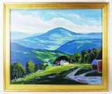 Mountain Farm by Eric Tobin, oil on canvas, sold Jan 2023