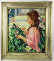 titled "The Butterfly by Alice Beach Winter, oil on canvas, sold Jan 2023