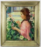 titled "The Butterfly by Alice Beach Winter, oil on canvas, sold Jan 2023