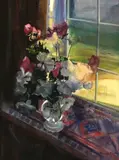 Still life with Pink and White Roses by Jocelyn Boyley, watercolour and pastel on paper, sold Jul 2021
