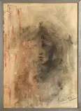 Portrait study by Pamela Prendini, 1977, pastel and charcoal on paper, sold Jul 2021