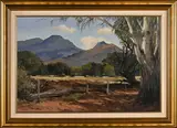 Landscape with Farm Fence by Margè Maggs, oil on canvas mounted on board, sold Jul 2021