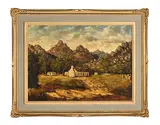Mountain Landscape with Cape Farmstead by J. Van Gelders, oil on canvas, sold Jul 2021