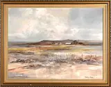 Extensive Farm Landscape by Barbara Ploner, 1985, oil on canvas mounted on board, sold Jul 2021