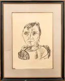 Weiblicher Kopf nach hinten gedreht," 1921 by Max Beckmann, lithograph in black, sold Jul 2021