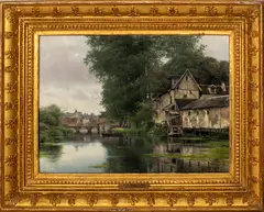 L'Epte by Emilio Sánchez-Perrier, oil on panel, sold Sep 2021