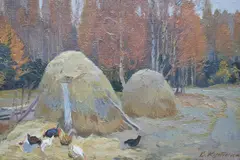Stacks by Vladimir Alexandrovich Kutilin, oil on canvas, sold Apr 2025