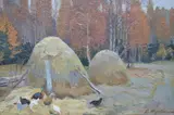 Stacks by Vladimir Alexandrovich Kutilin, oil on canvas, sold Apr 2025