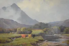 Glen Sannox, Isle of Arran by Henry Hadfield Cubley, oil on board, sold Mar 2025
