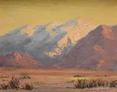 Desert Sunset by Edith Abigail Purer, oil on board, sold Mar 2025