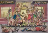 Bar Cairo by Alan Collister, ink and watecolous, sold Jan 2025