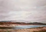 s oil on board 'Rois Bheinn' stark Scottish landscape by David W Jackson, 1972, oil on board, sold Jan 2025