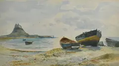Holy Island, Northumberland by Robert Malcolm Lloyd, oil, sold Dec 2024