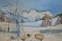 Untitled by Janet Gatley, mixed media on card, sold Oct 2024