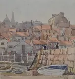 Quayside, Whitby, Yorkshire by Harold Gilbert, 1968, watercolour, sold Oct 2024