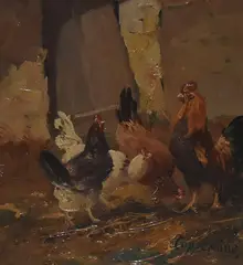 Untitled by Jacques van Coppenolle, oil on board, sold Oct 2024