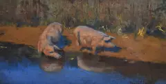Untitled by Frederick Hall, oil on board, sold Aug 2024