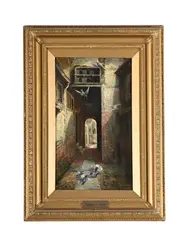 Feeding the pigeons by Valentine Thomas Garland, Oil on canvas, sold Jul 2025