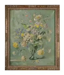 Mixed flowers in a vase by Terence Loudon, Oil on canvas, sold Jul 2025