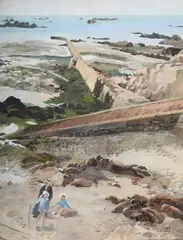 Slipway, jersey by Hilda Carline, 1935, Oil on panel, sold Jul 2025