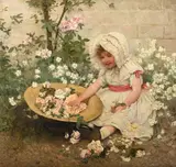 All among the roses by George Francis Carline, 1892, Oil on canvas, sold Jul 2025