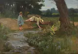 Sticklebacks, sydney & george carline by George Francis Carline, Oil on panel, sold Jul 2025