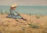Hilda on the beach by George Francis Carline, Oil on panel, sold Jul 2025