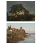 Moonlight, stapleford, wiltshire by George Francis Carline, 1898, Oil on panel, sold Jul 2025