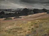 Downs in dorset by Gilbert Spencer, 1928, Oil on canvas, sold Jul 2025