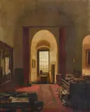 Interior, the keep, cairnbulg castle, aberdeenshire by Frederick William Elwell, 1930, Oil on canvas, sold Jul 2025