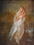 Study of a female figure by Ambrose McEvoy, Oil on panel, sold Jul 2025