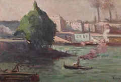 Rouen - le pont corneille by Maximilien Luce, Oil on board, sold Jul 2025