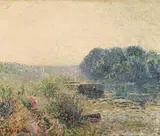 Au bord de la riviere by Gustave Loiseau, Oil on canvas, sold Jul 2025