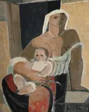 Mother and child by Jean Souverbie, Oil on canvas, sold Jul 2025