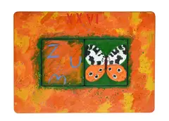 Conjuction garden tiger, zum (zum = boom!) by Joe Tilson, 1998, Oil on canvas laid to board, sold Jul 2025