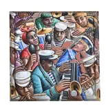 Jazzamatazz by P. J. Crook, 1997, Acrylic on canvas with painted frame, sold Jul 2025