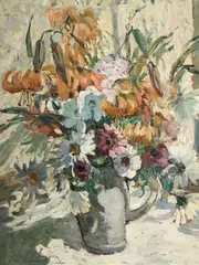 Still life of flowers by Dorothea Sharp, Oil on board, sold Jul 2025