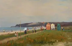 Beach view, sussex by Roy Petley, Oil on board, sold Jul 2025