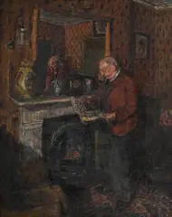 In the parlour by Ruskin Spear, Oil on canvas, sold Jul 2025