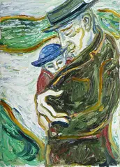 Study for billy & huddie by Billy Childish, Oil on canvas, sold Jul 2025