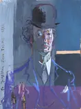Portrait study of a gentleman by Feliks Topolski, 1972, Oil on brown paper, sold Jul 2025
