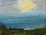 Advent sunday evening, a holy moment with one lone ewe by Melita Denaro, Oil on board, sold Jul 2025