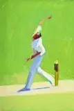 Caddick bowling by Andy Pankhurst, 2003, Oil on canvas, sold Jul 2025