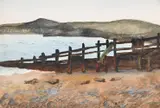 Groyne on the beach by Hilda Carline, Watercolour, sold Jul 2025