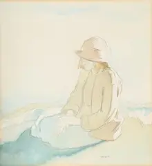 Portrait of miss j.m. hone, howth, dublin by William Orpen, Pencil and watercolour, sold Jul 2025