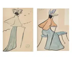 Untitled by George Bottini, Ink and watercolour, a pair One signed, sold Jul 2025