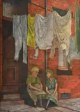 Gossips by James Lloyd, Watercolour and gouache, sold Jul 2025