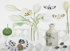 One pink tulip by Mary Fedden, 1990, Watercolour, sold Jul 2025