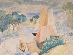 Sails and sails by William Crosbie, Watercolour on oatmeal paper, sold Jul 2025